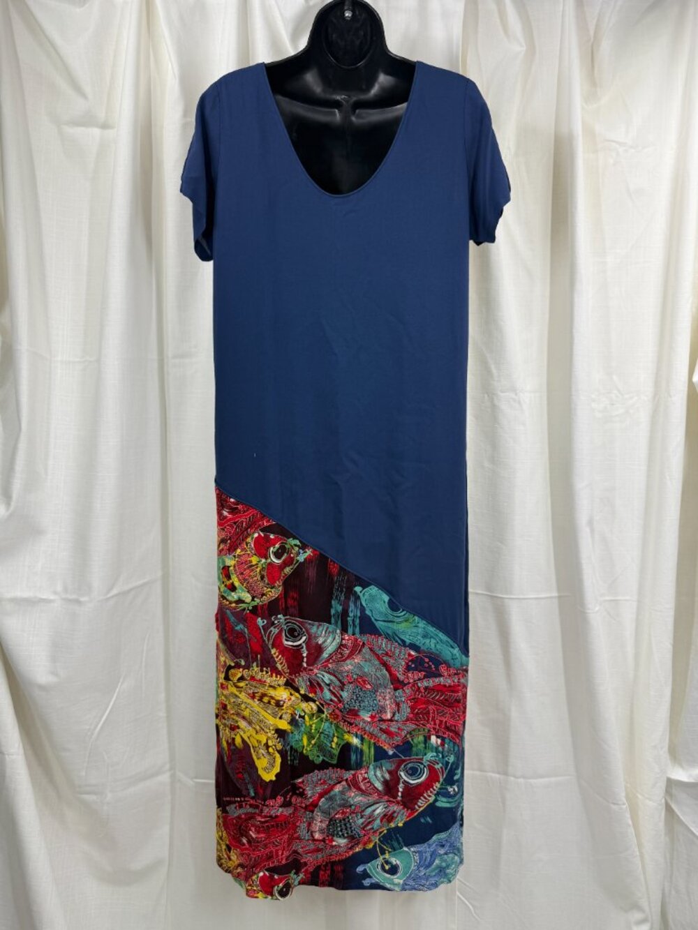 Vintage Jams World Rock Fish Limited Edition Rayon Dress Hawaii Small Midi USA - Picture 2 of 16
